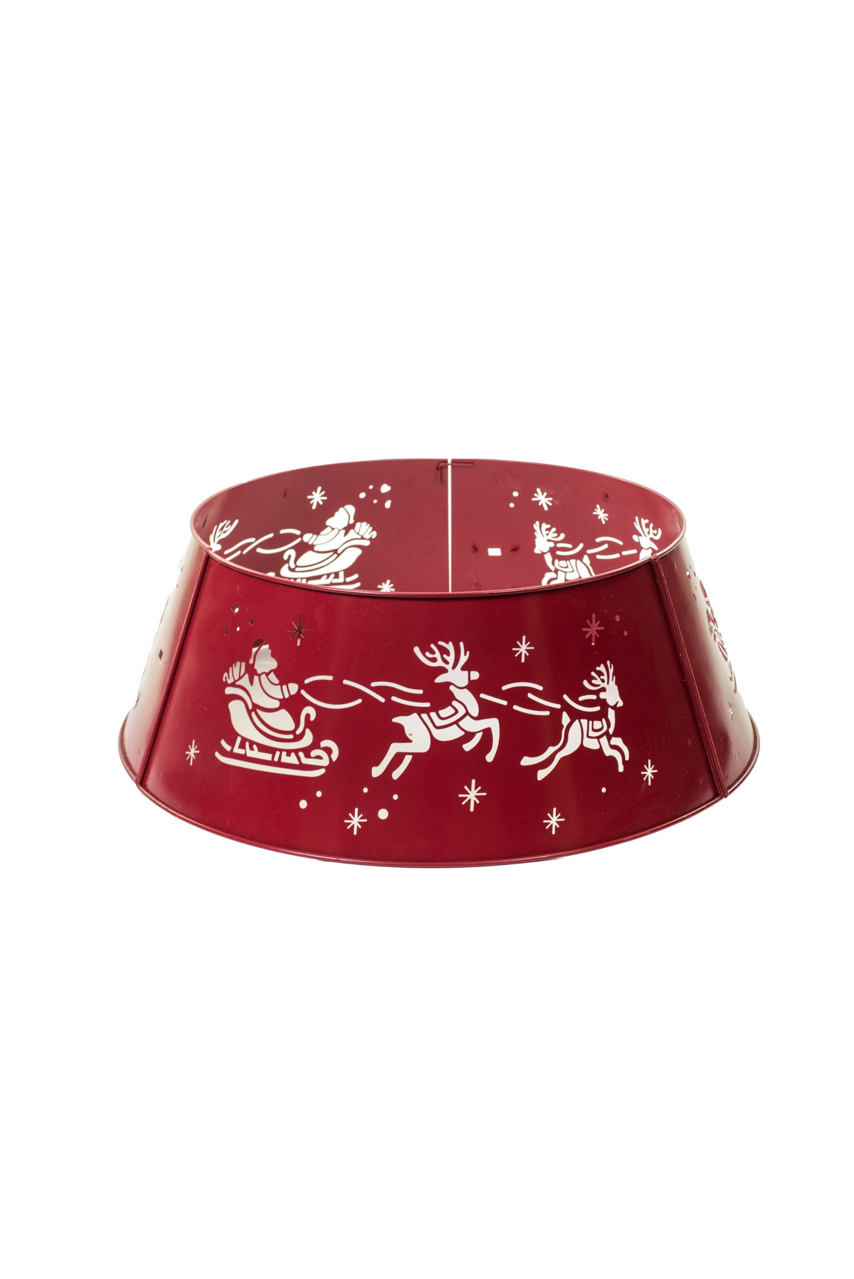 Red Sleigh and Reindeer Engraved LED Tree Collar