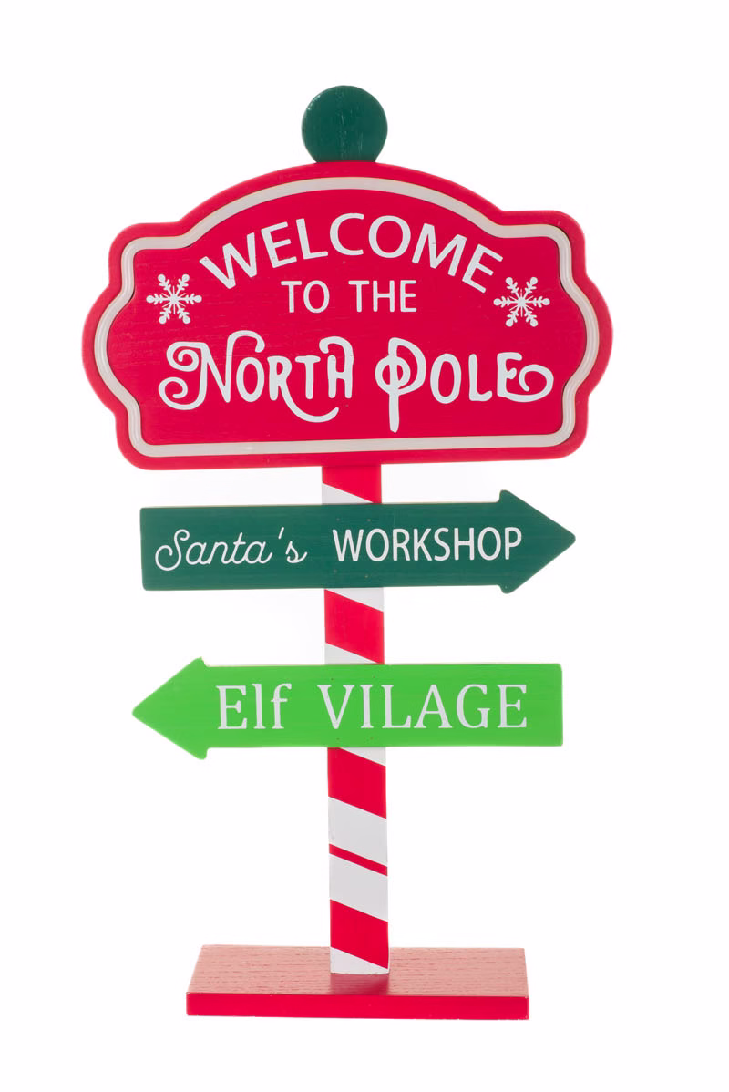 Red North Pole Guidepost  Illuminated Accent