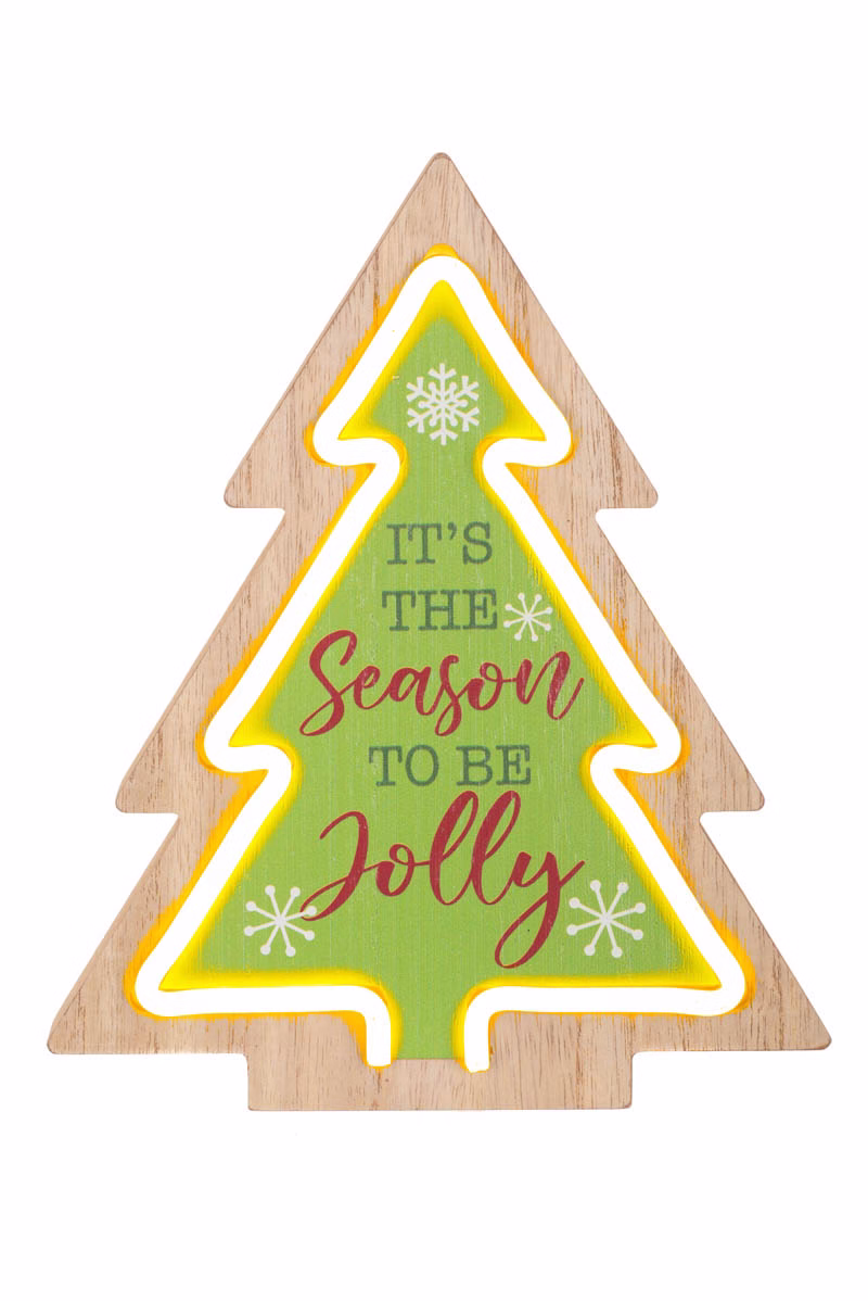 Green "It's The Season To Be Jolly" Tree Illuminated Accent - Image 5