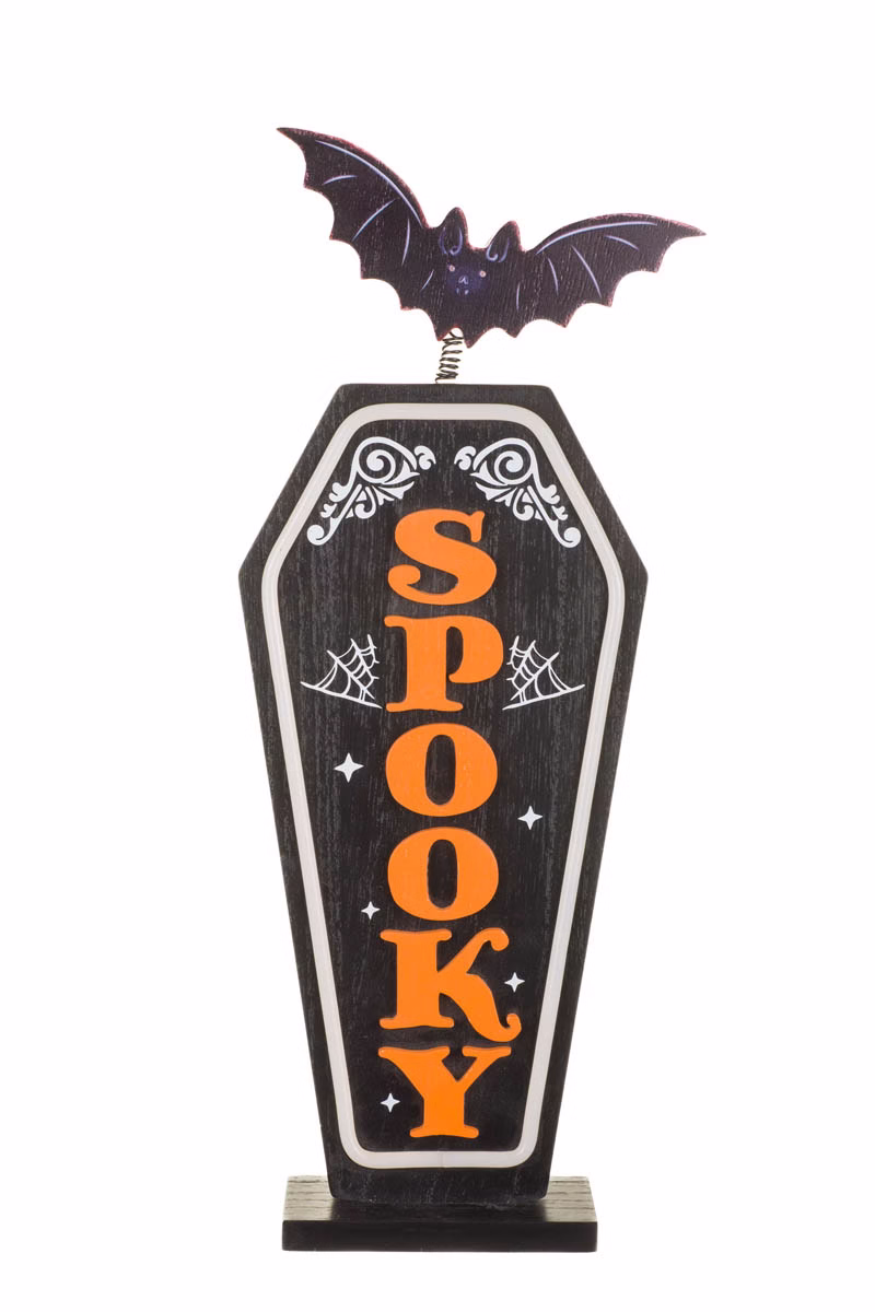 Black Spooky Coffin Illuminated Sign