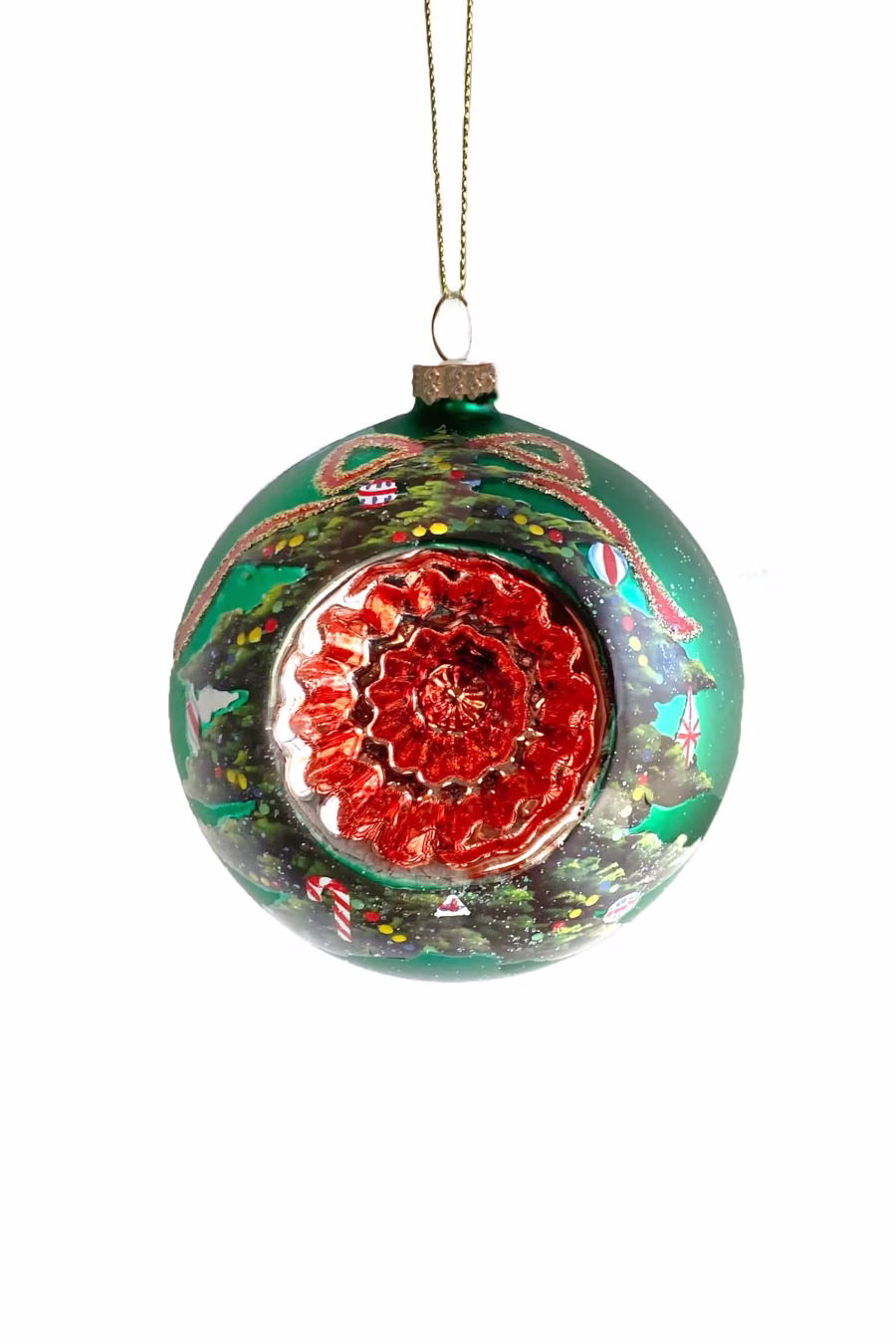 4.75" Green Reflector Tree Ball Ornament