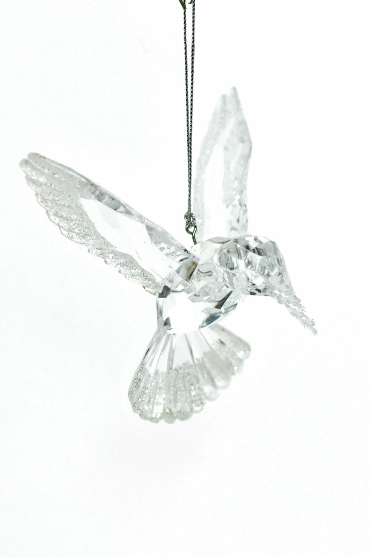 Clear Glittered Hummingbird Ornament