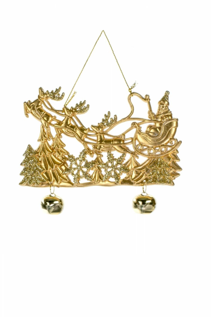 Champagne Hanging Santa’s Sleigh Ornament