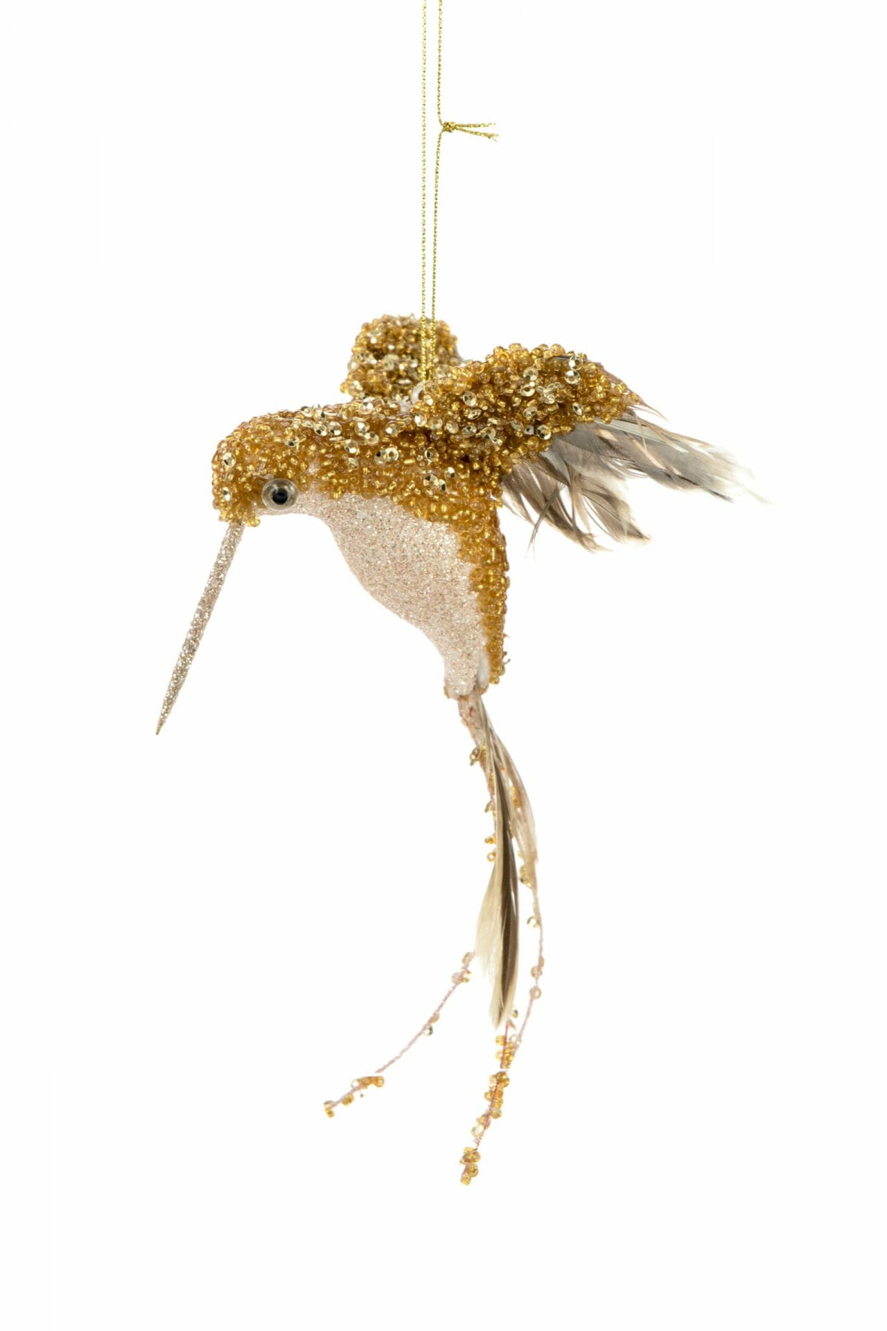 Gold Glittered Hummingbird Ornament