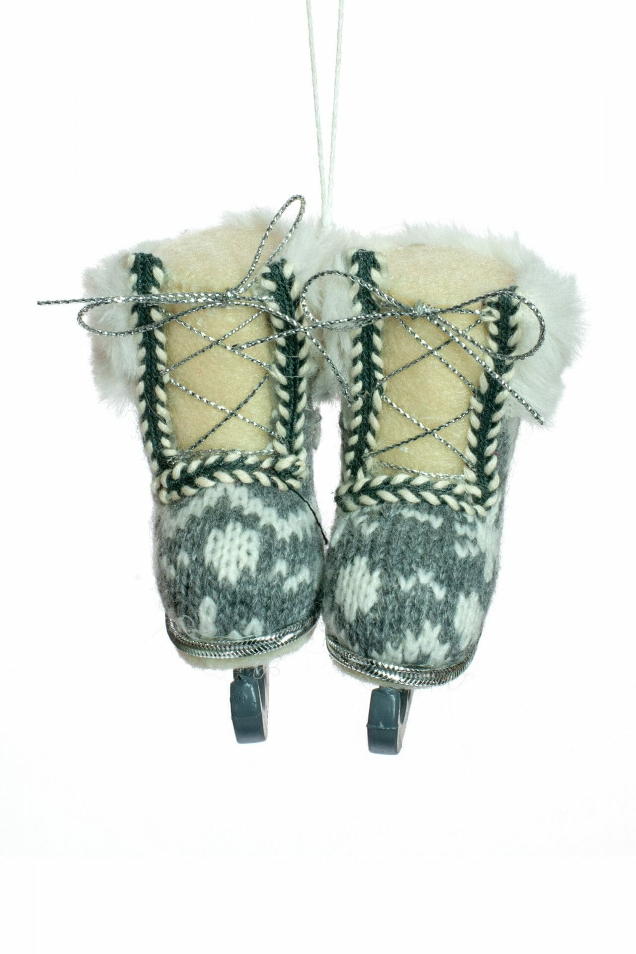 White Hanging Snowflake Skate Boots Ornament