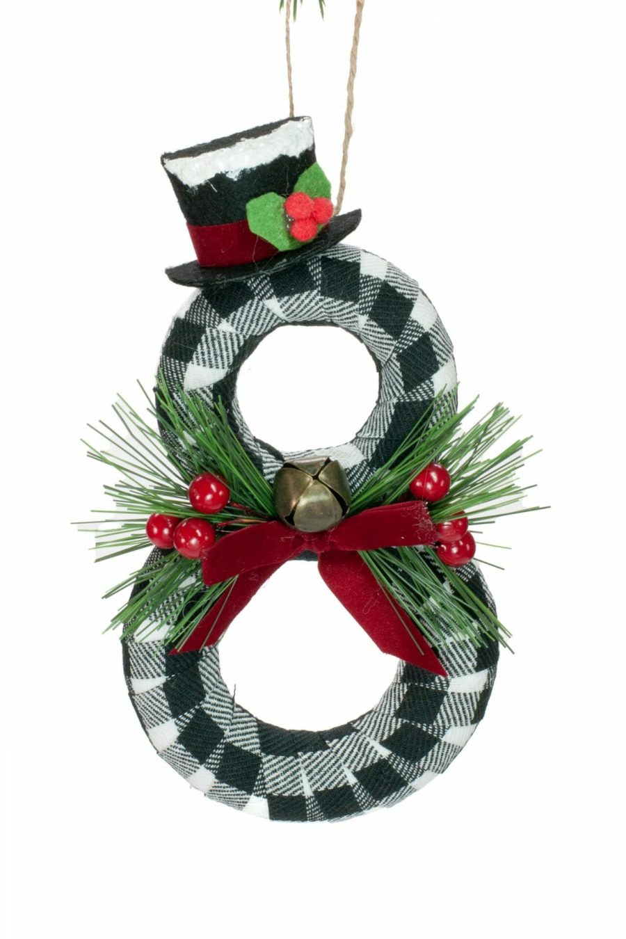 Black Plaid Hanging Snowman Figurine Ornament