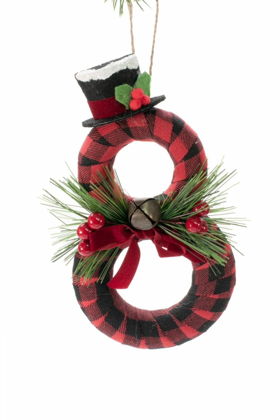 Buffalo Plaid Hanging Snowman Figurine Ornament