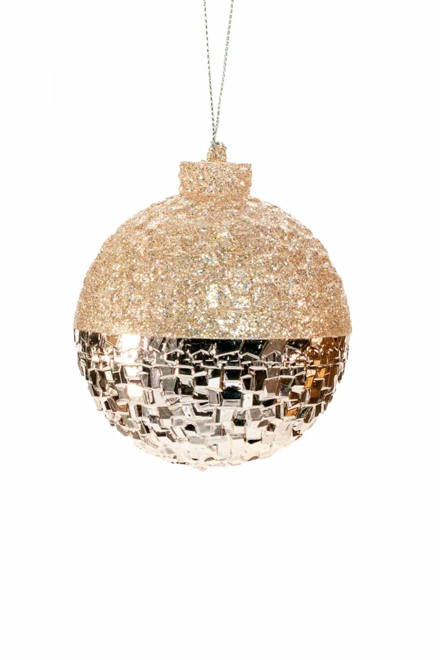 Pink Hanging Glittered Ball Ornament