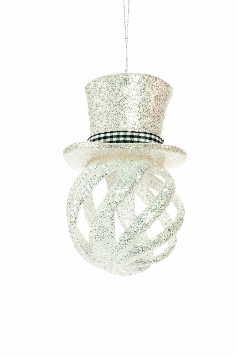 Silver Hanging Glittered Ball Ornament