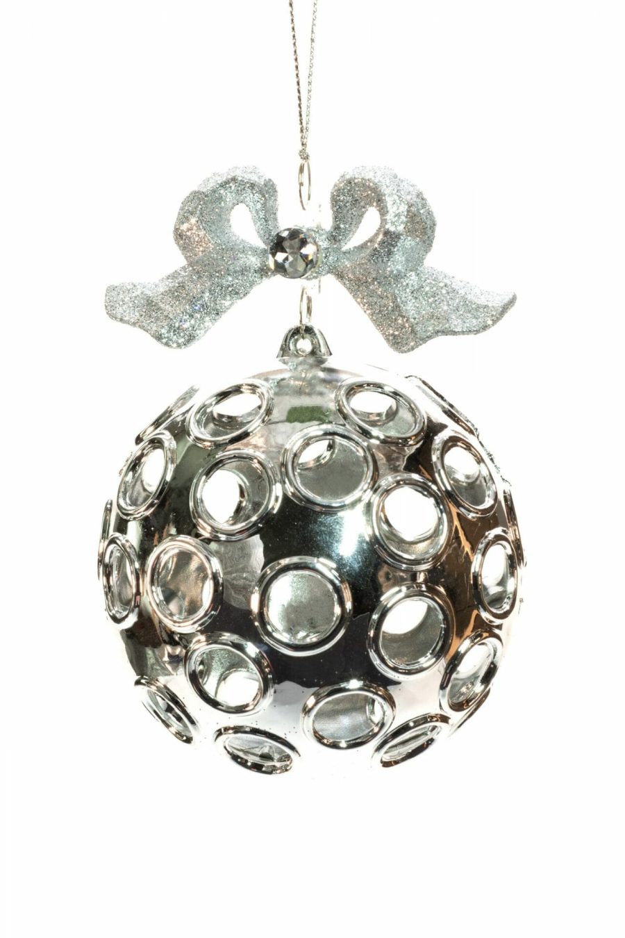 Silver Hanging with Holes Ball Ornament