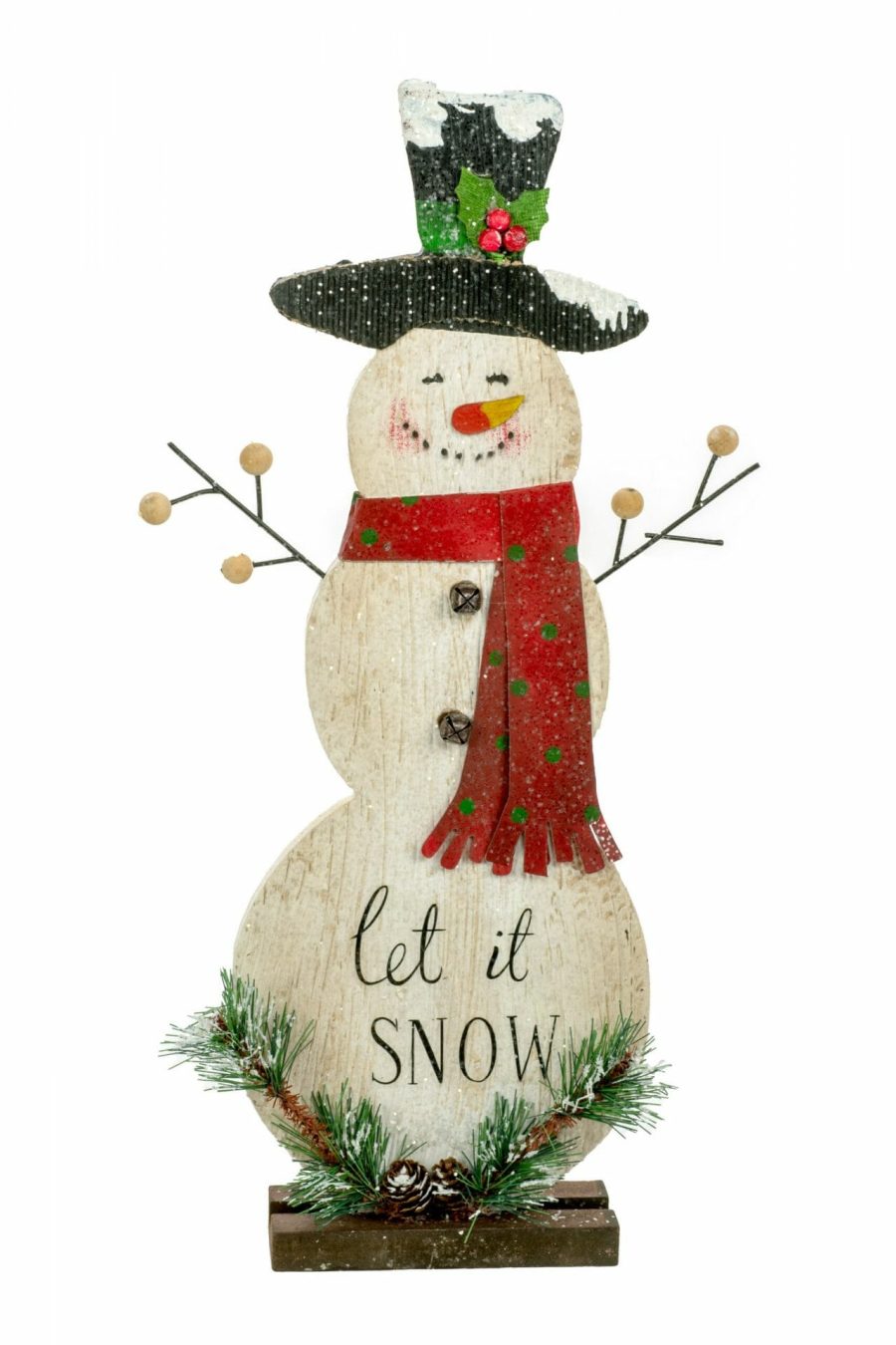 Beige Glittered Smiling Snowman