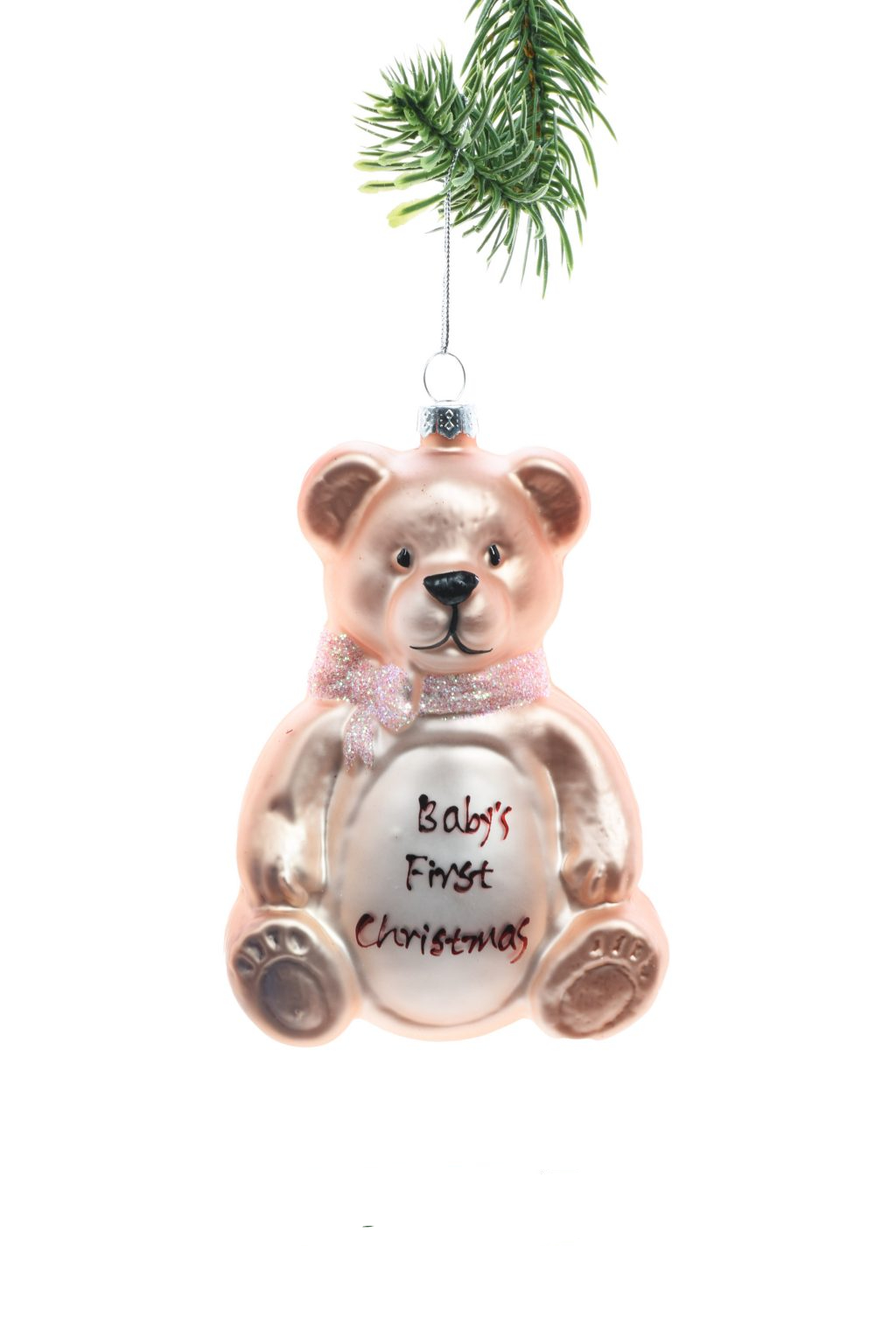 Pink Sitting Baby Bear Ornament
