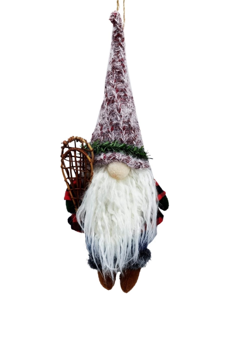 Buffalo Plaid Hanging Rustic Gnome Ornament