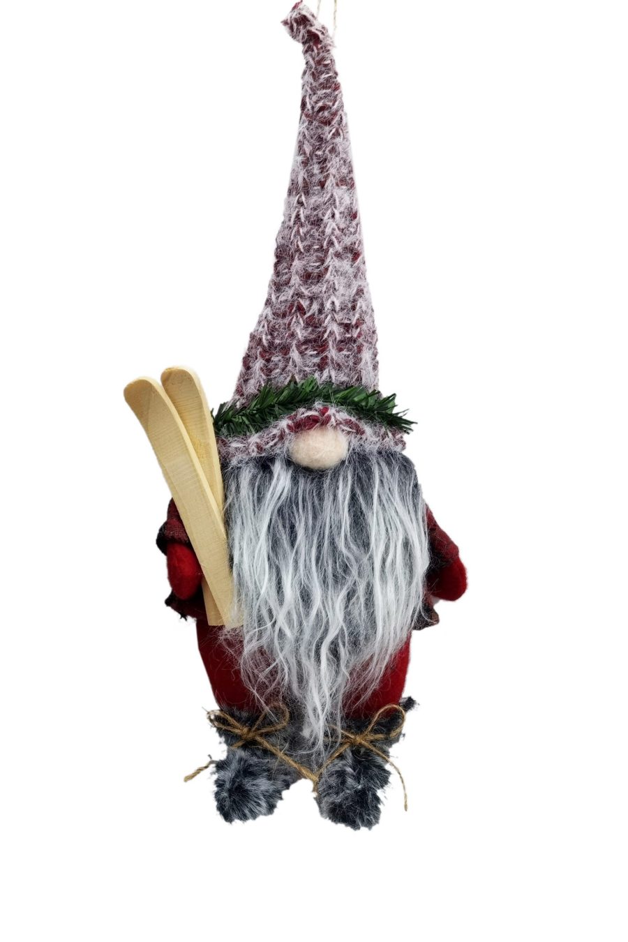 Buffalo Plaid Hanging Rustic Gnome Ornament