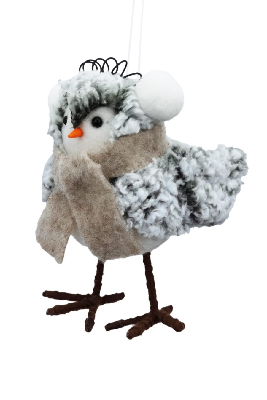 Grey Hanging Bird Ornament