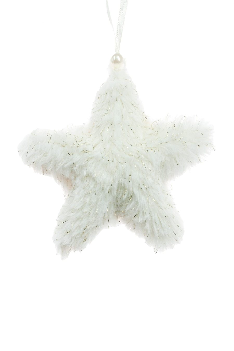 White Hanging Fuzzy Star Ornament