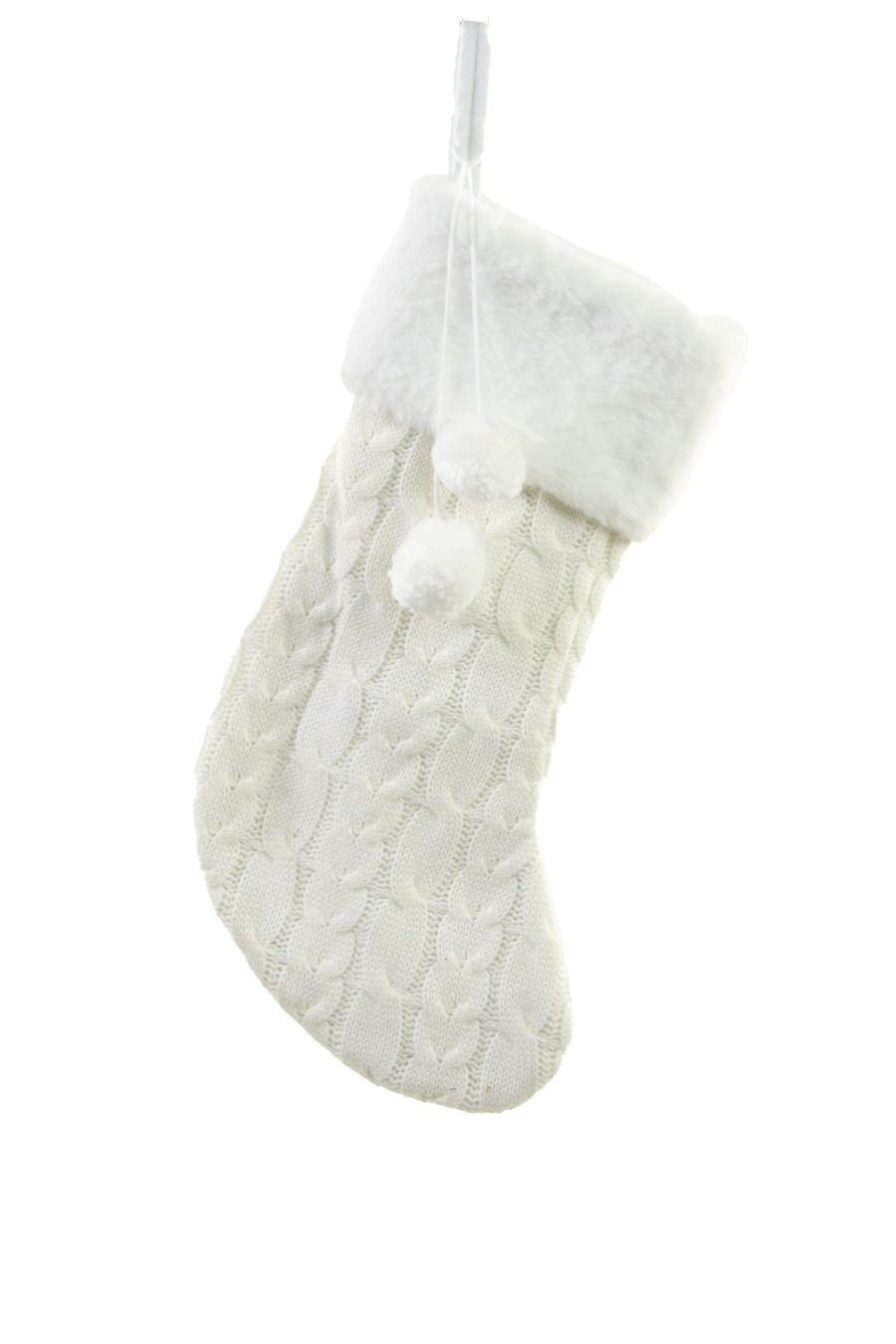 White Hanging Fisherman Knit Stocking