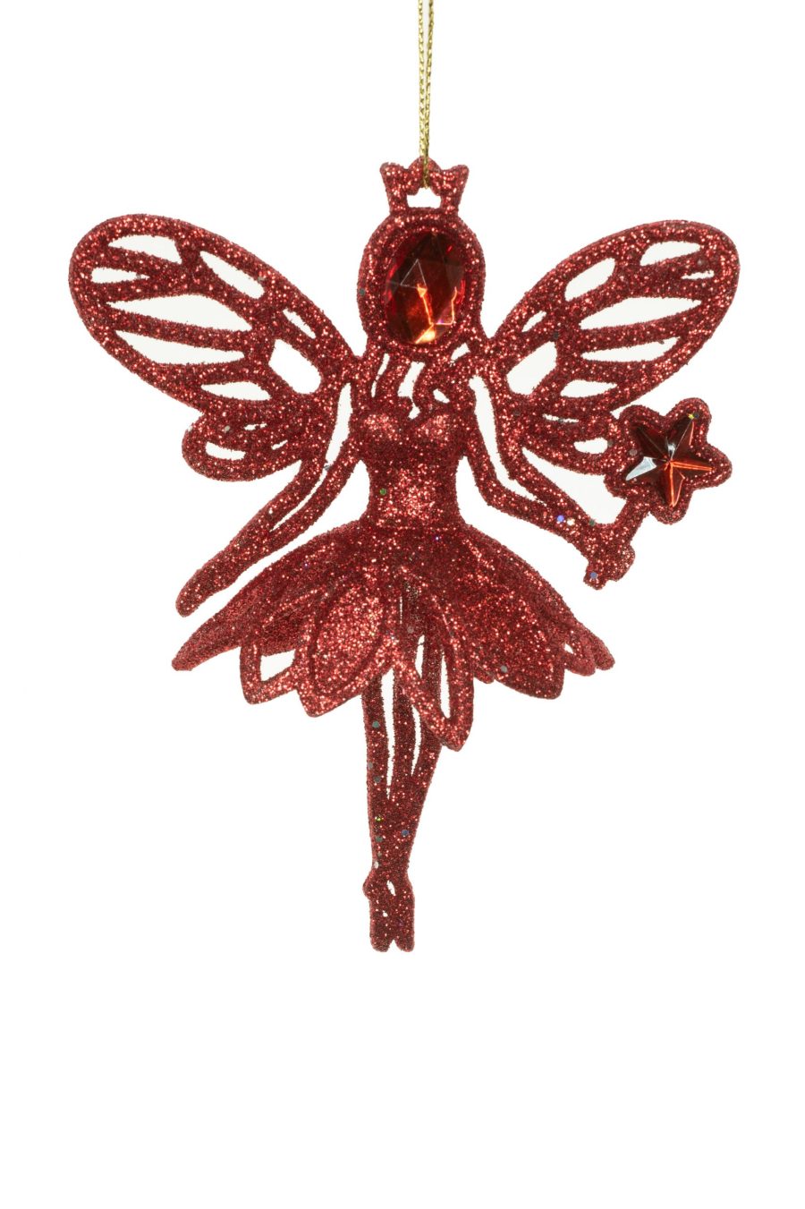Red Glittered Angel Ornament