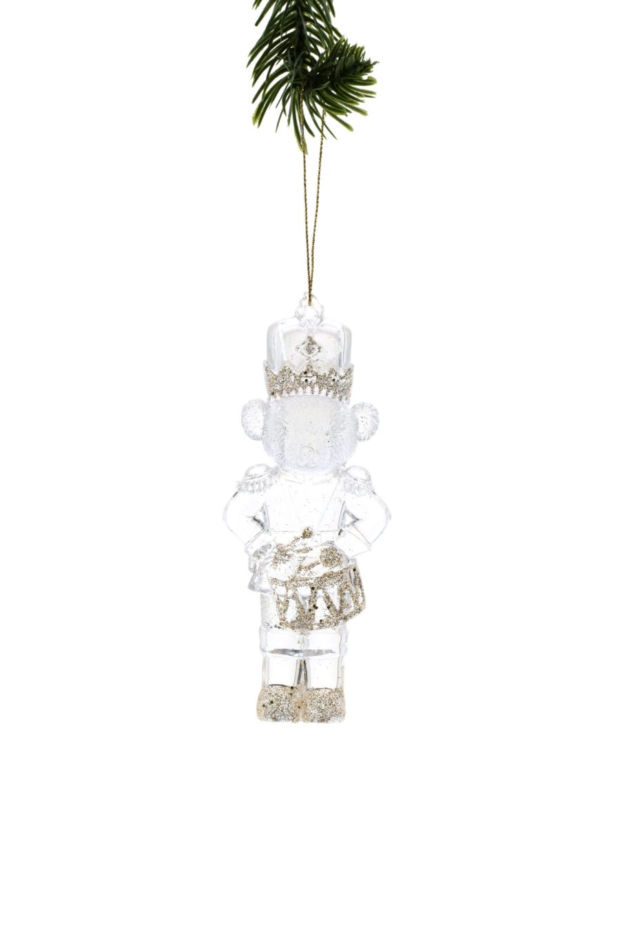 Clear Bear Soldier Ornament