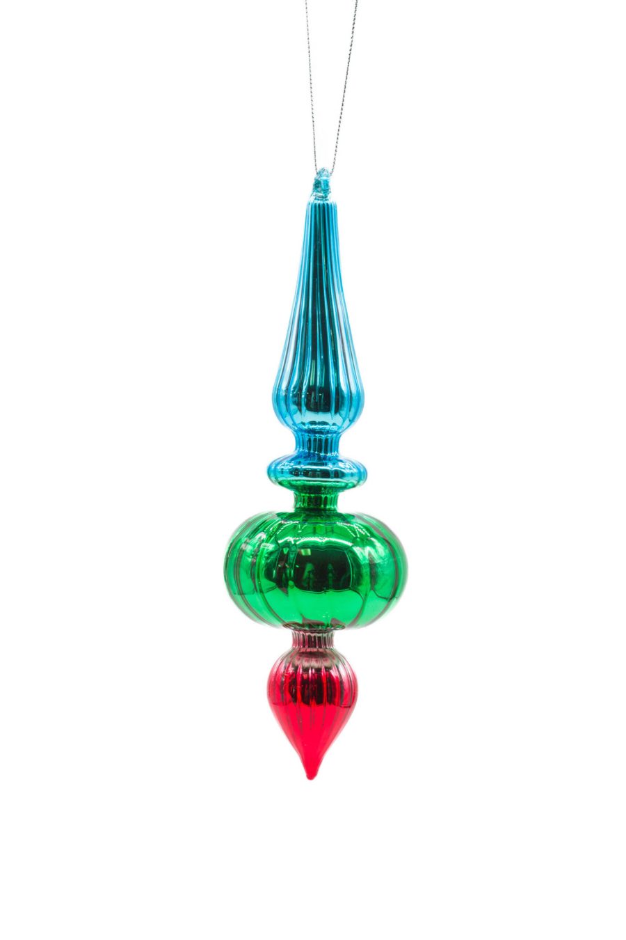 Green,  Blue,  & Red Glass Hanging Finial Ornament