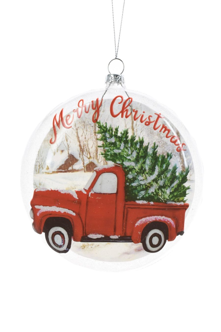 Clear Hanging Flat Ball Ornament