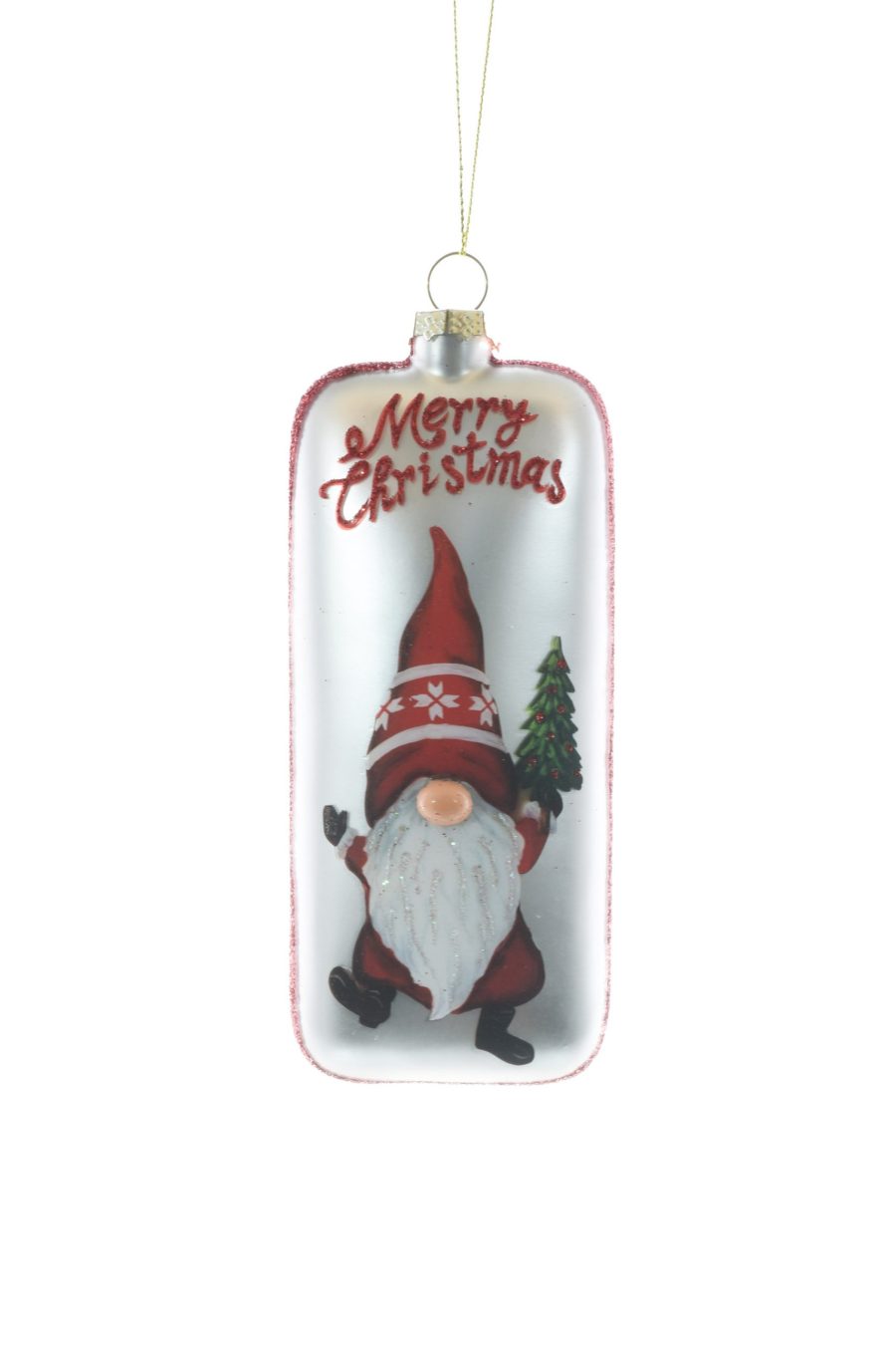 Red Hanging Holiday Gnome Sign Ornament