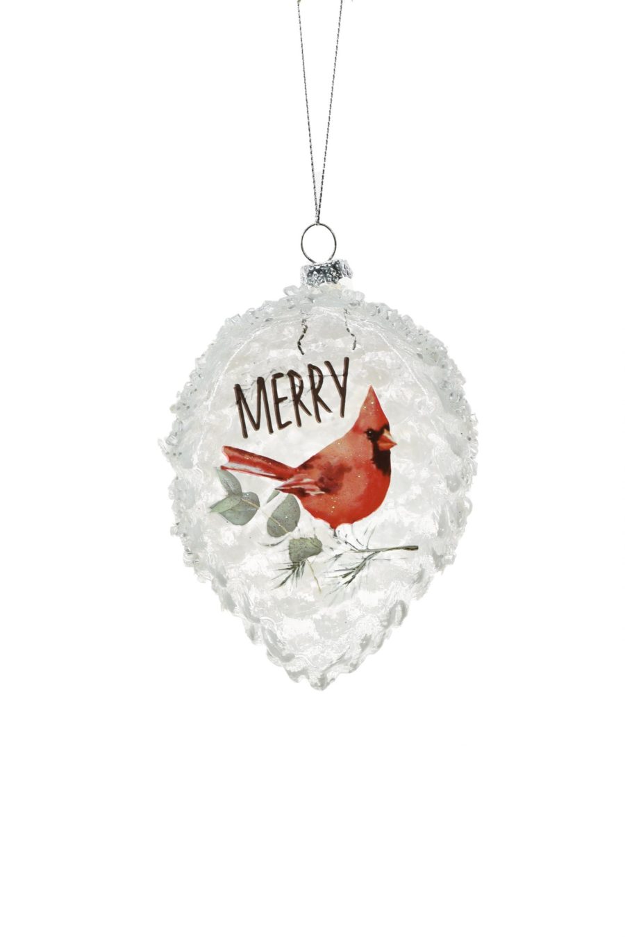 Clear Hanging Glittered Drop Frame Ornament