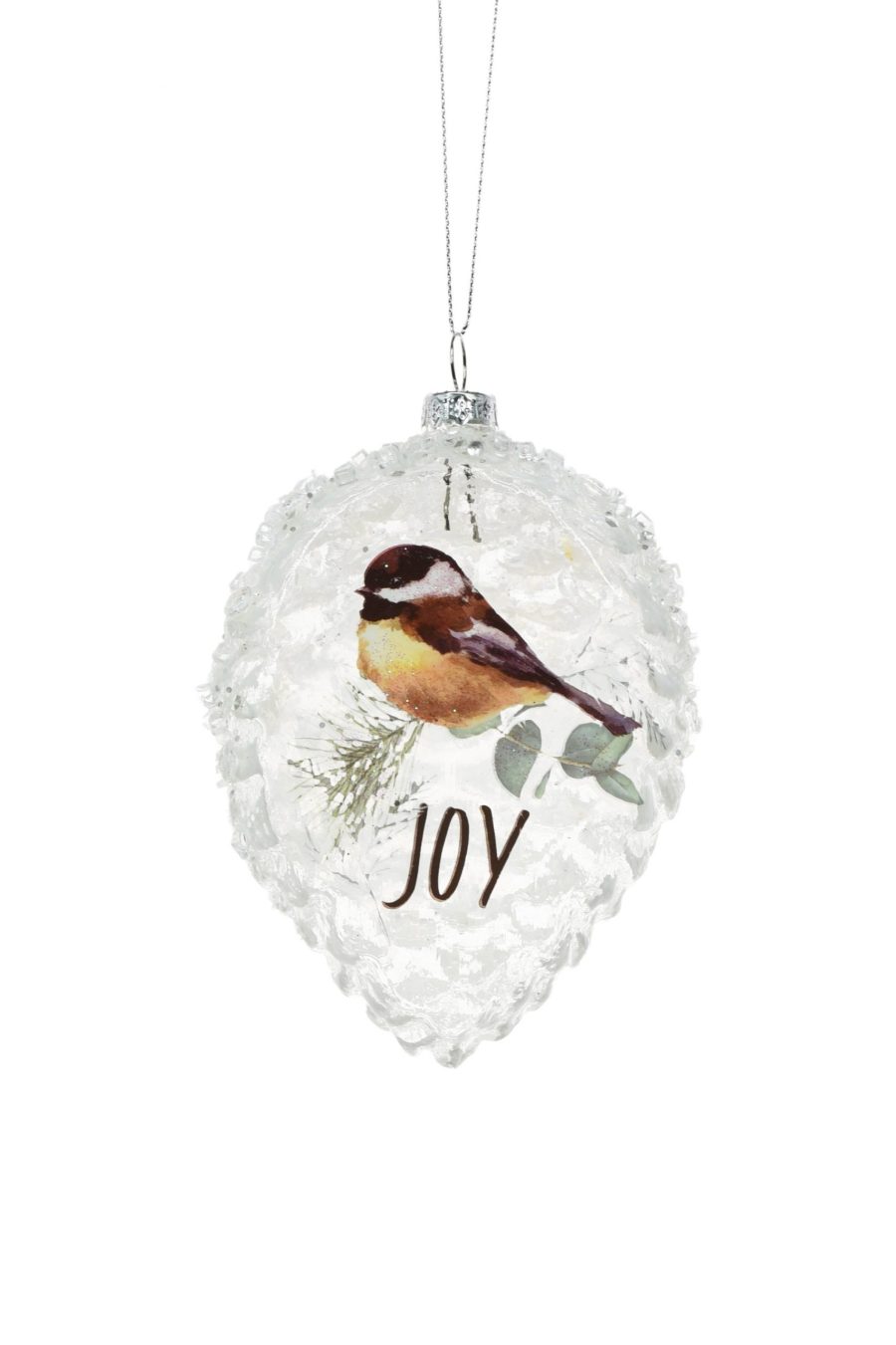 Clear Hanging Glittered Drop Frame Ornament