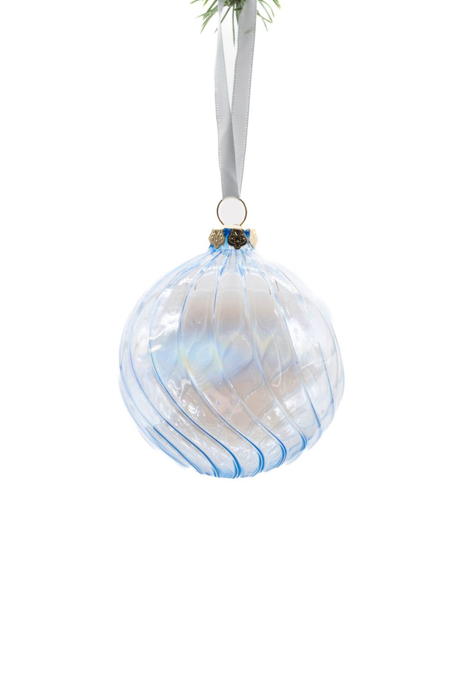 Aqua Blue Glass Hanging Translucent Ball Ornament