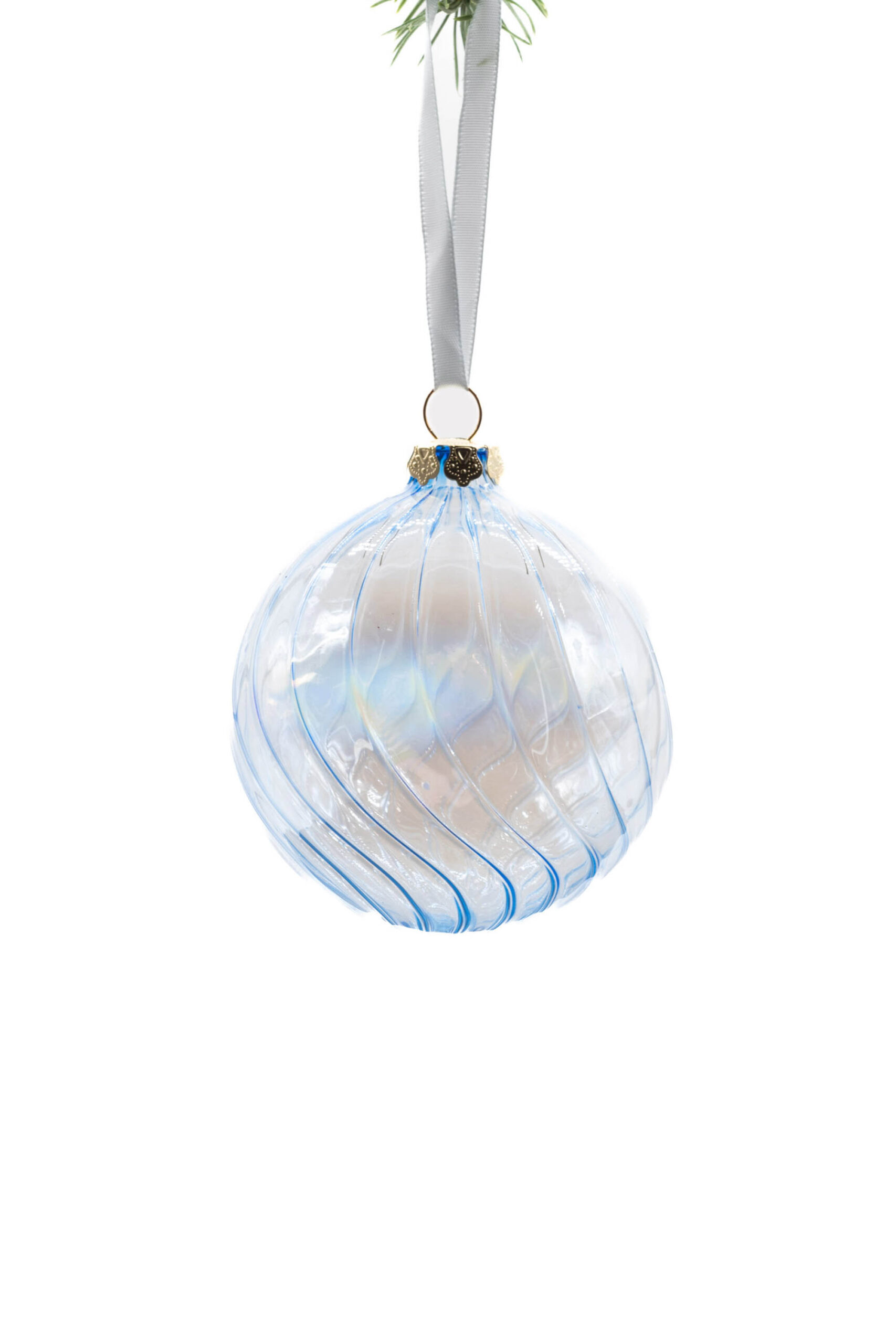 Aqua Blue Glass Hanging Translucent Ball Ornament