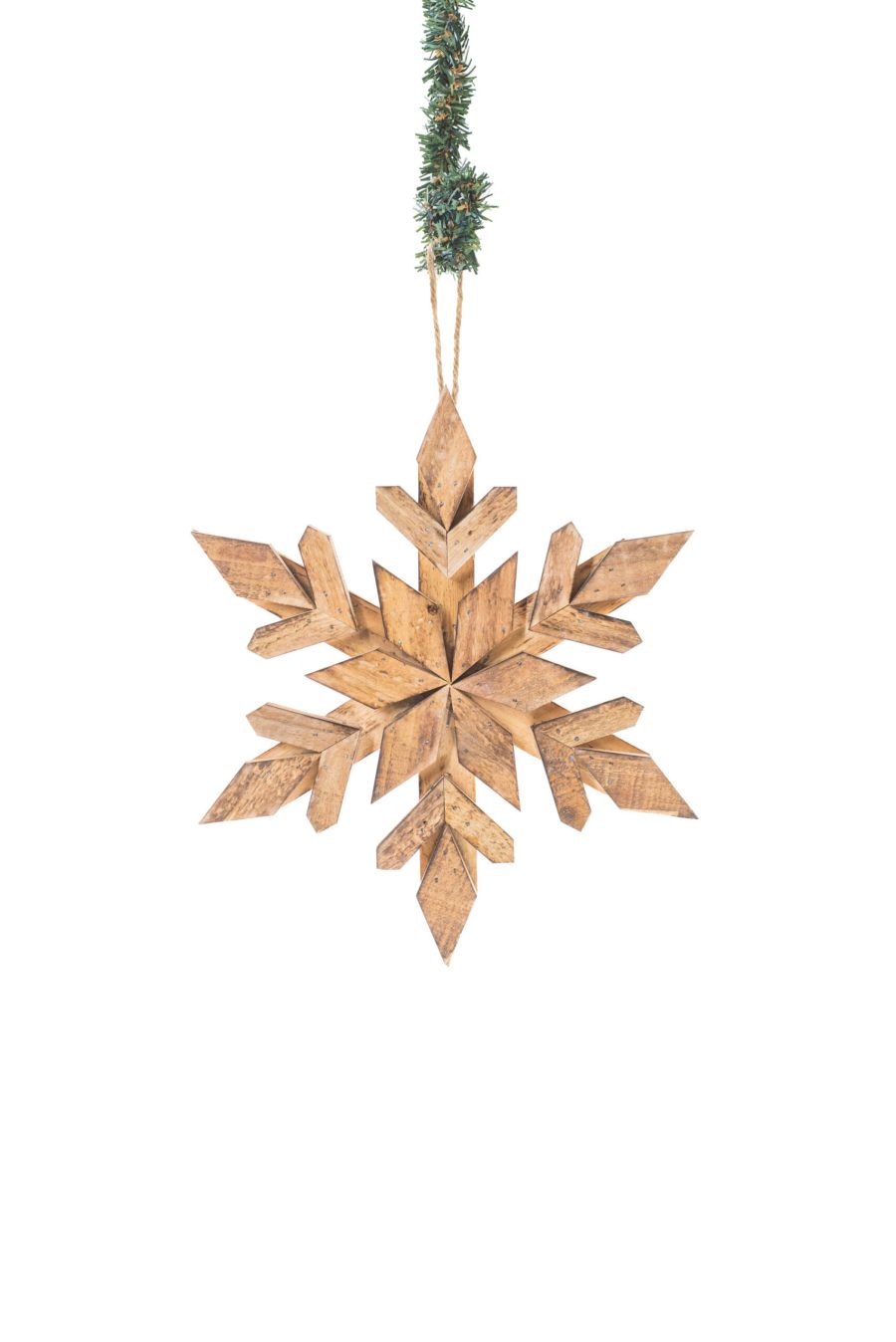 Smokey Wood Hanging Rustic Snowflake