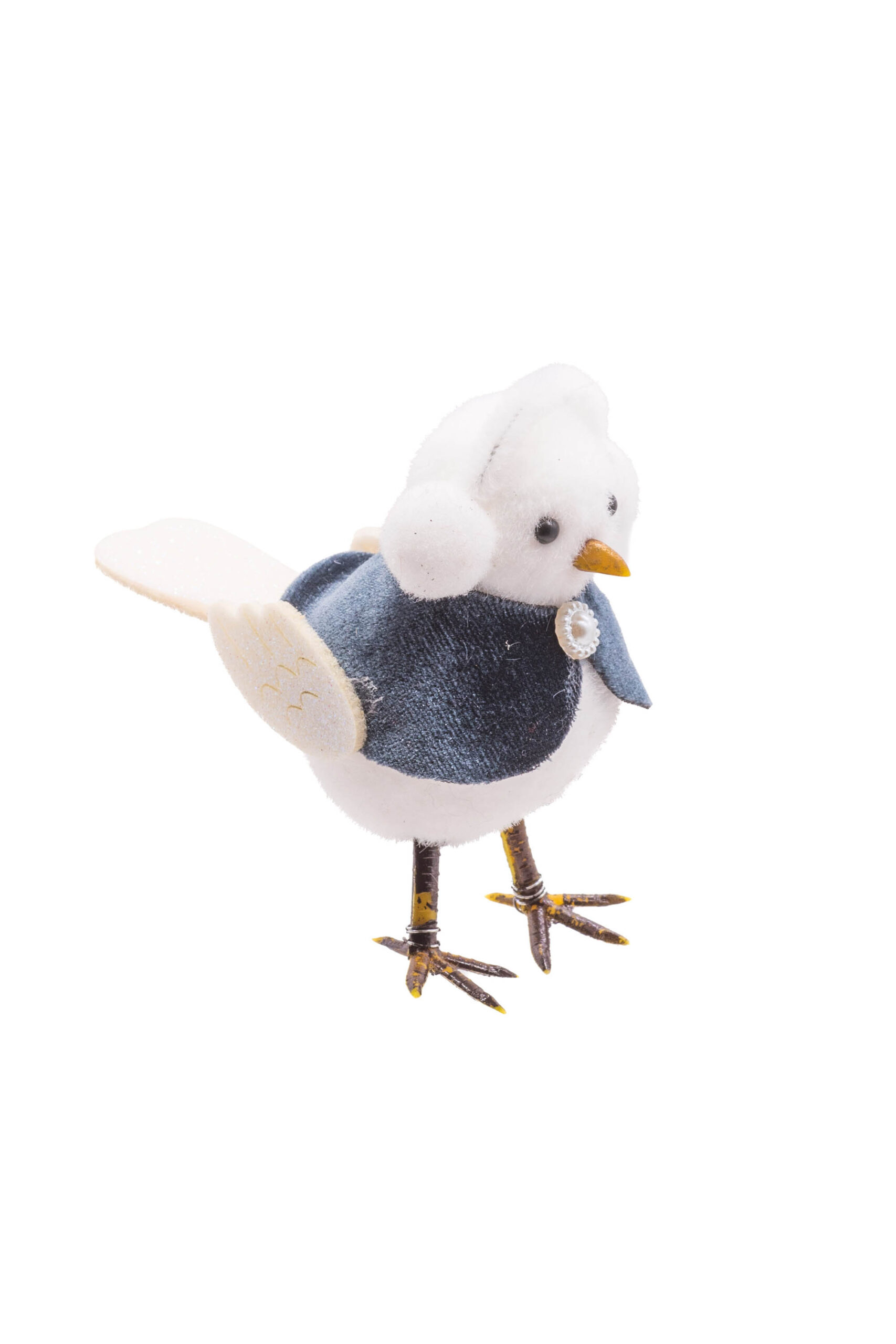 Navy/White Cloth Standing Adventurous Bird with Dapper Cloak