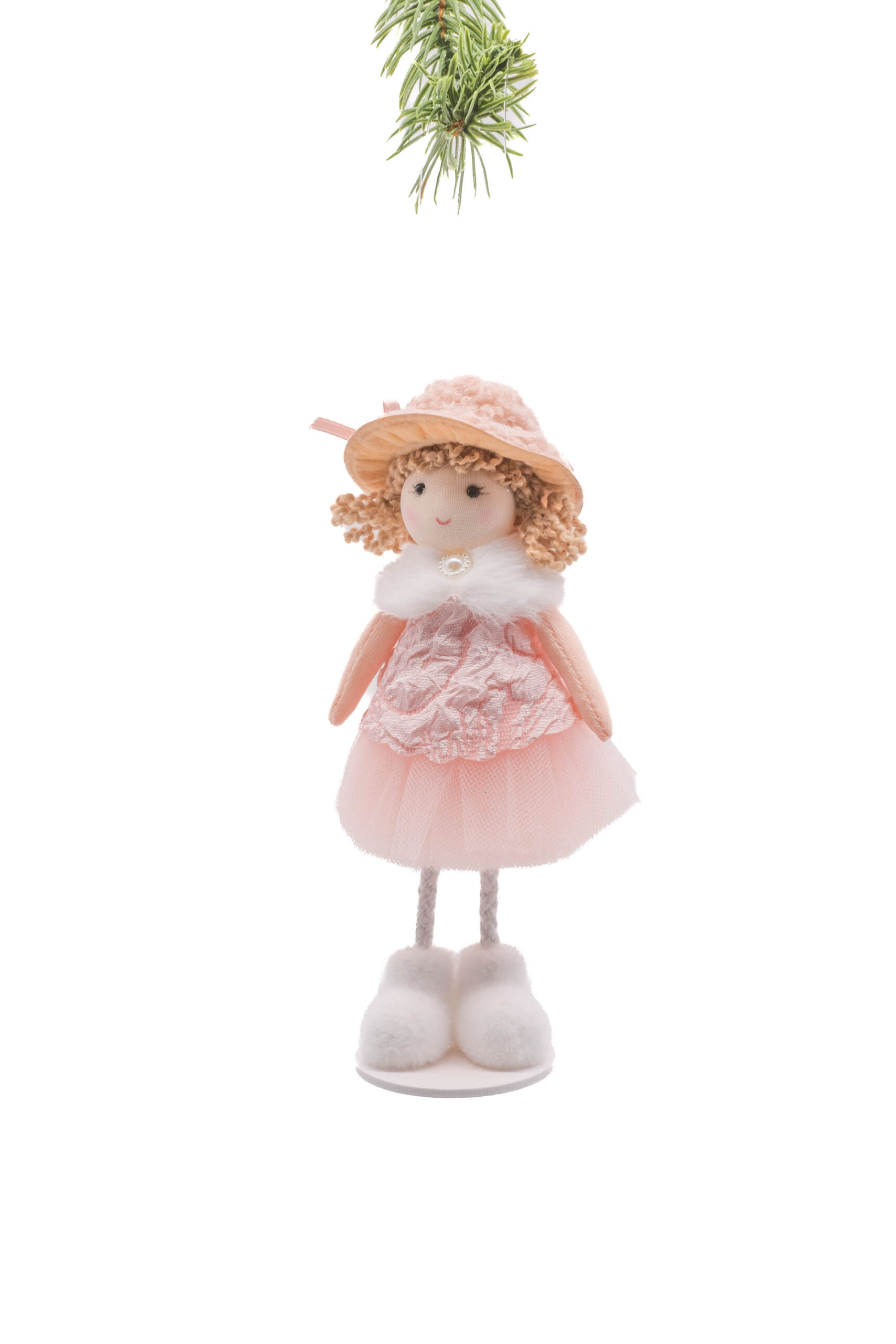 Pink Cloth Standing Gentle Girl with Sunday Hat