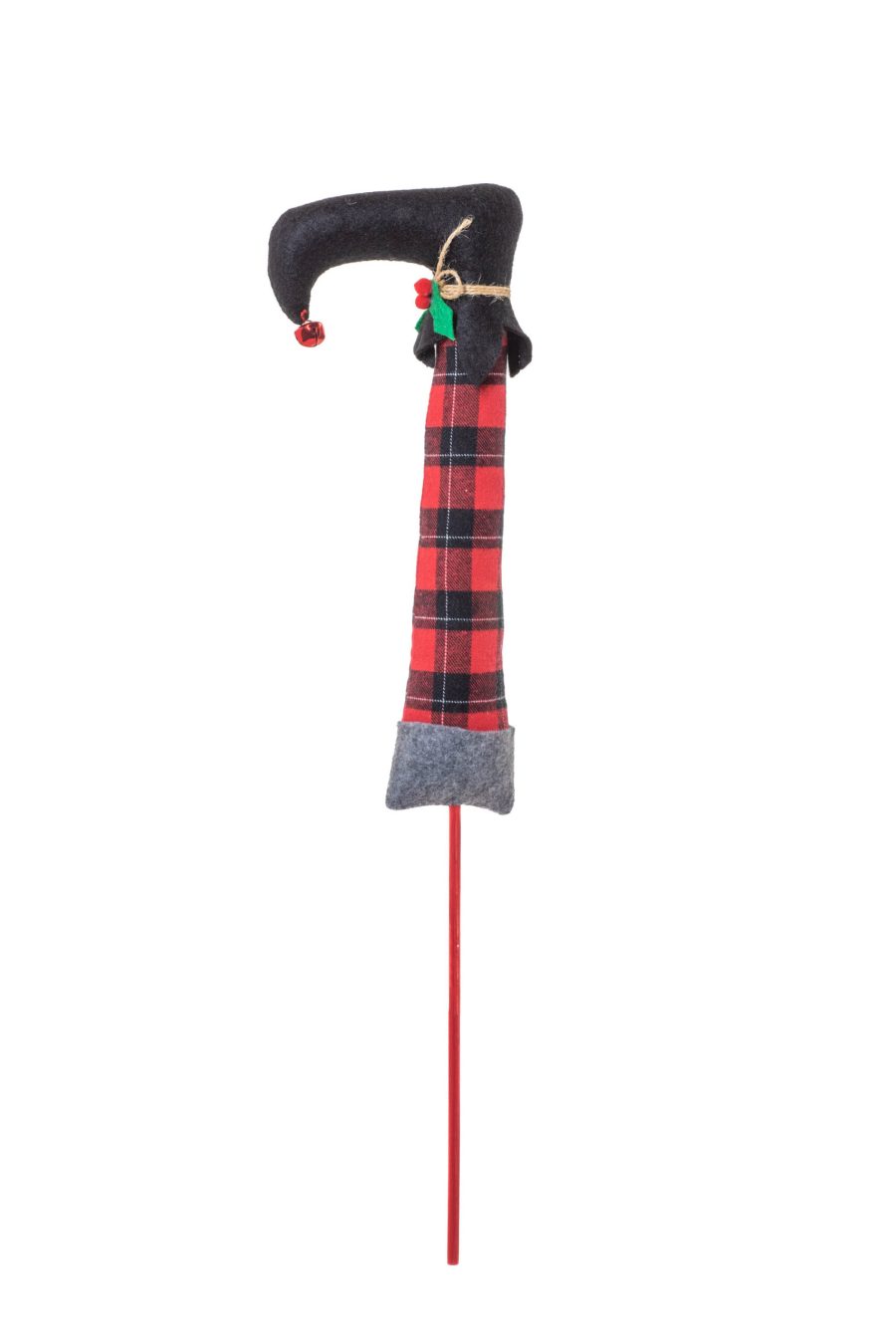 Black/Red Cloth Plaid Elf Boot Tree Pick