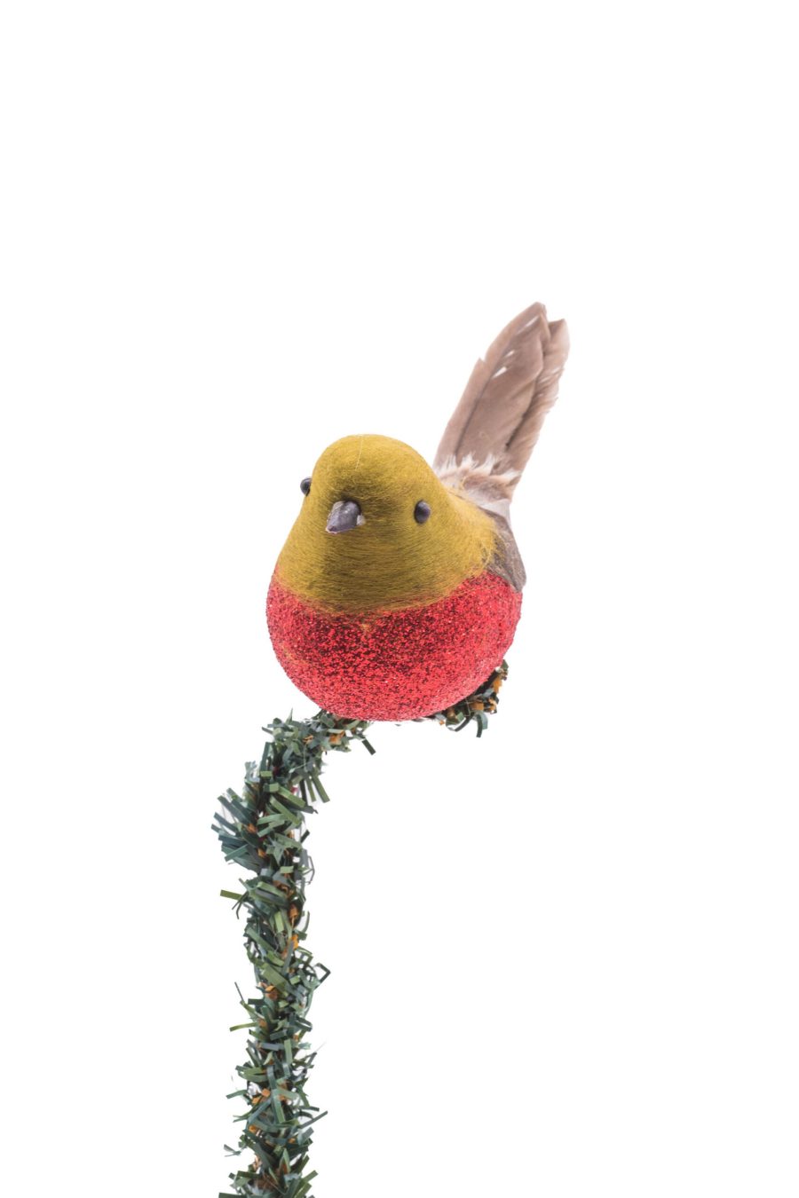 Red Foam Clip-On American Robin Ornament with Glittering Breast
