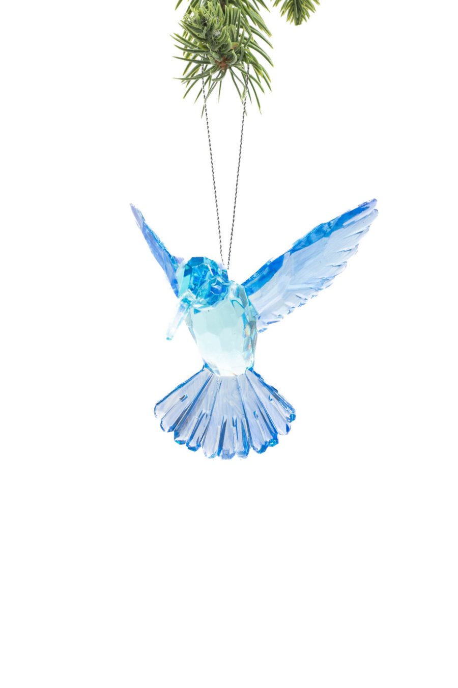 Clear/Violet Hanging Hummingbird Ornament