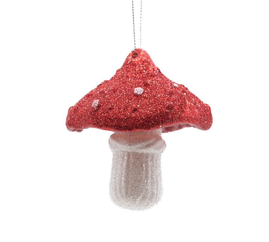 Extravagant Hangable Red and White Acrylic Mushroom Ornament