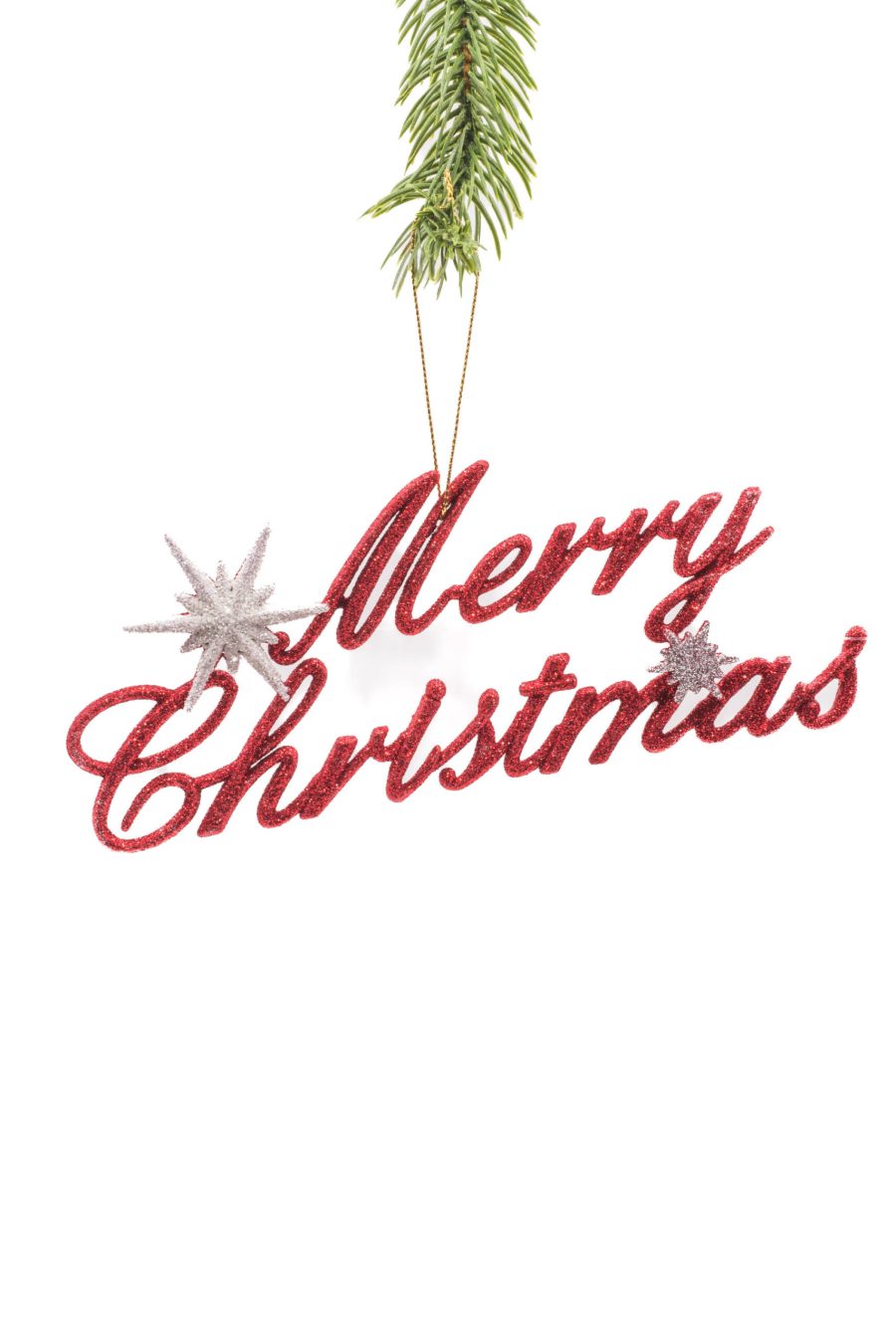 Red/White Hanging Merry Christmas Ornament