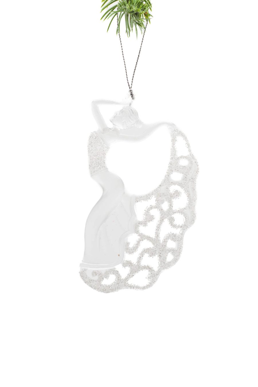 Clear Hanging Dancer Ornament with Glittering Dress