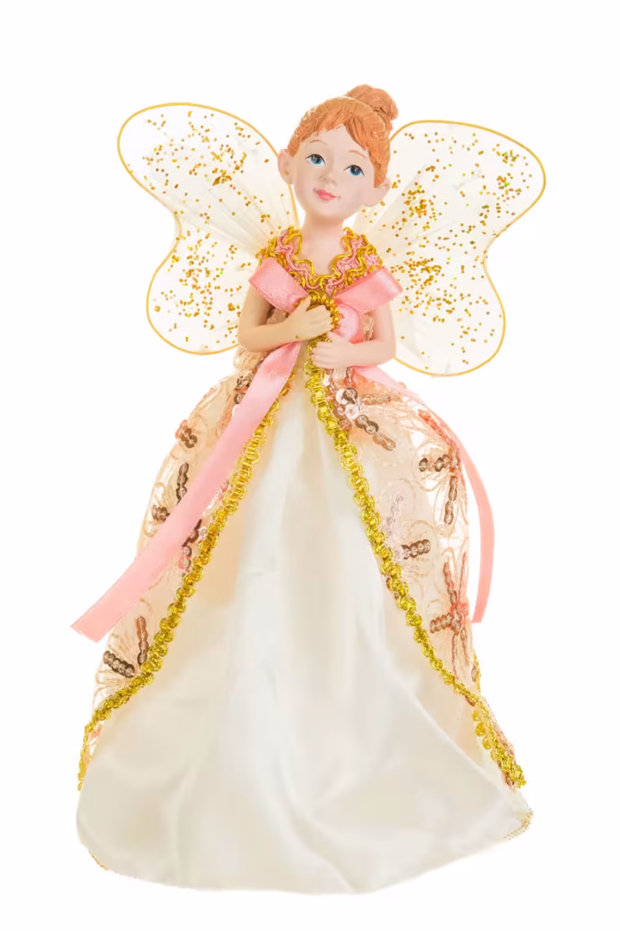 Pink/White Fabric Dainty Fairy with Angel Wings