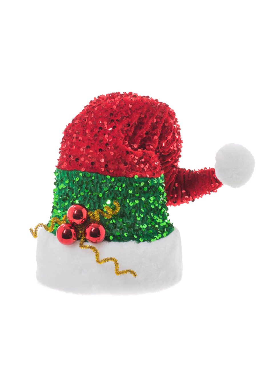 Green/Red Fabric Dazzling Santa Hat Christmas Decoration