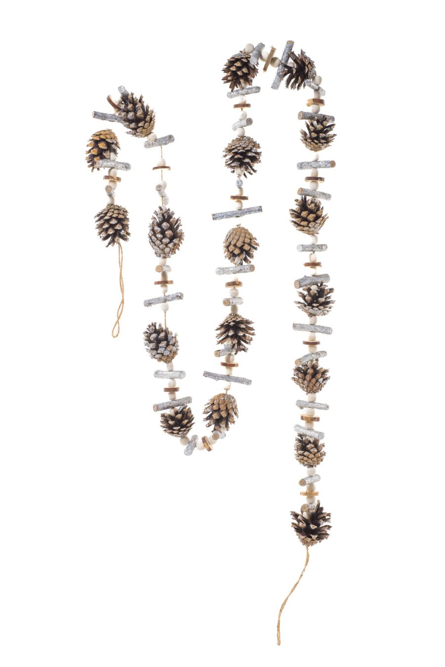 Brown/Silver Natural Materials Glittered Hangable Pinecone Fused