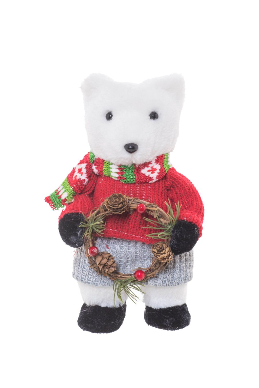 Red/Cream Faux Fur Standing Girl Polar Bear