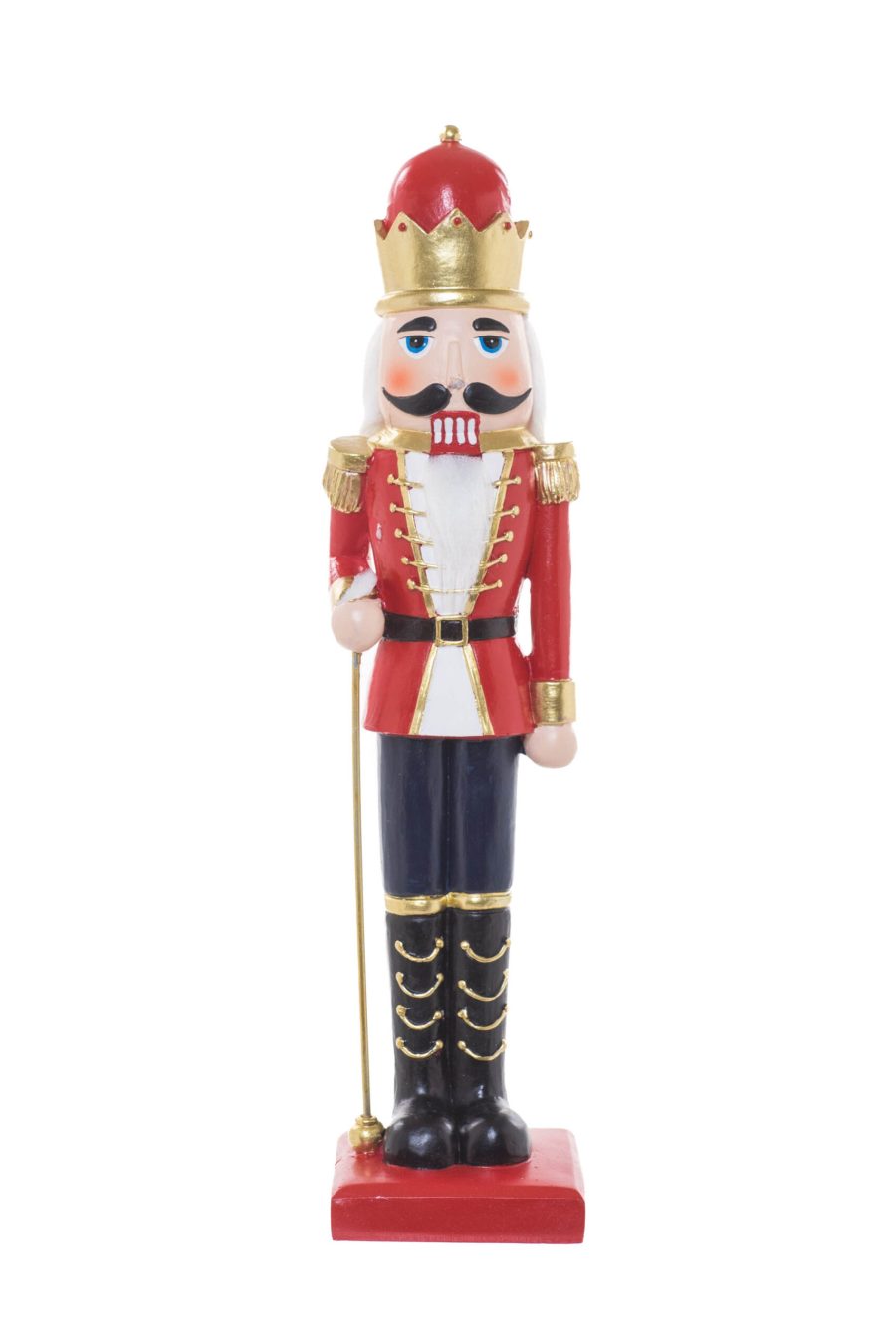 Red/Gold Polyresin Perched Traditional Nutcrackers holding Staff