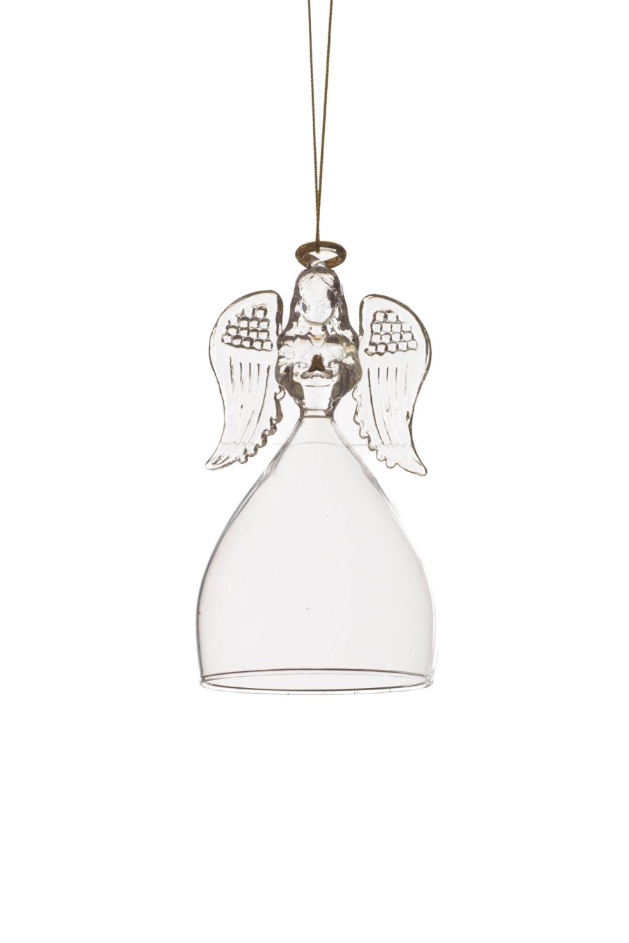 Clear/Gold Glass Hanging Bell Angel Ornament