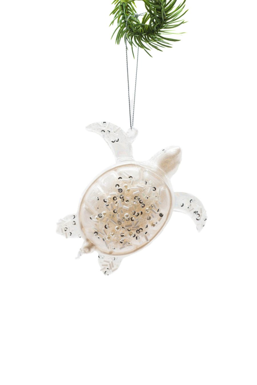 White/Clear Glass Hanging Turtle Ornament