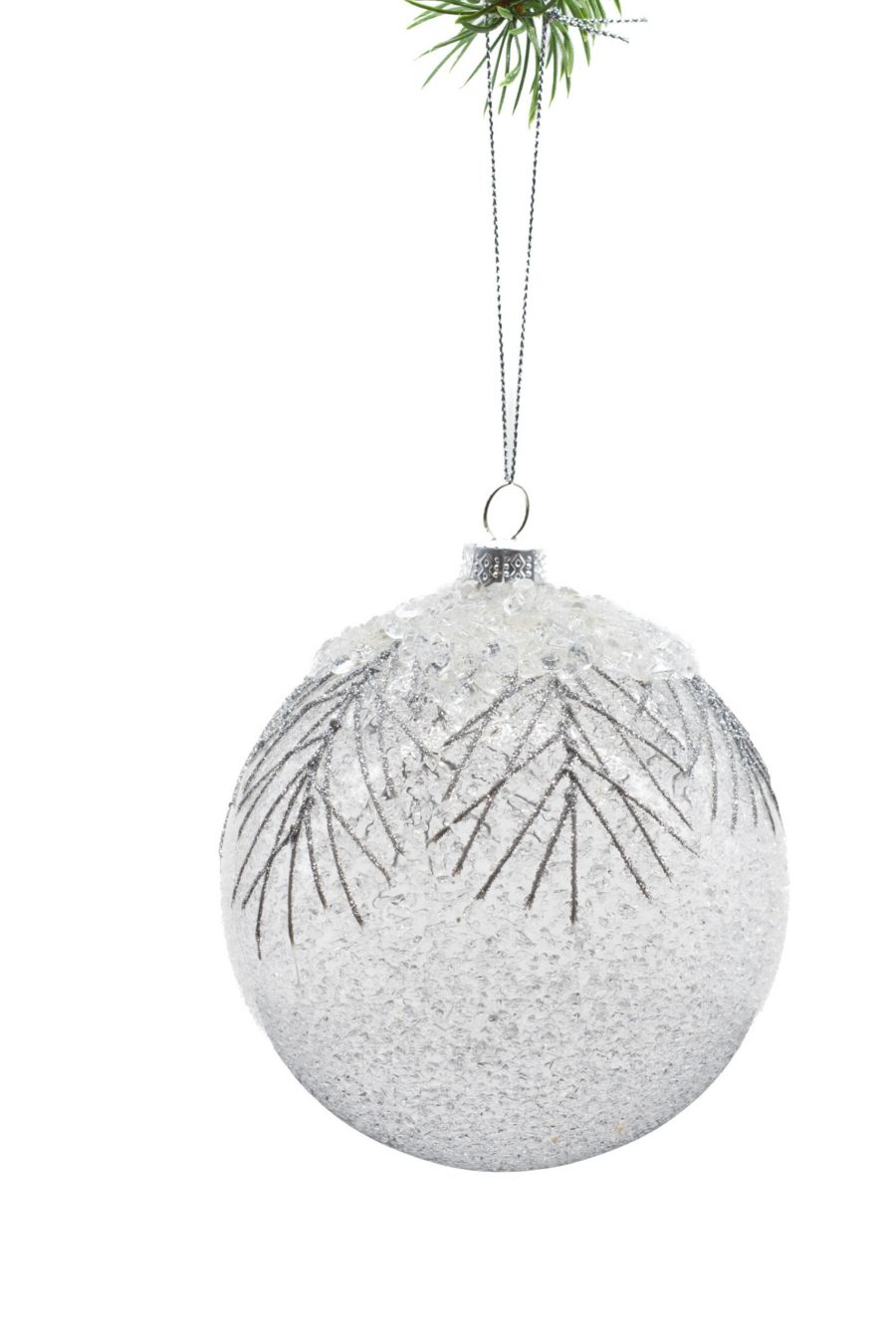 Clear/Silver Glass Hanging Frosted Ball