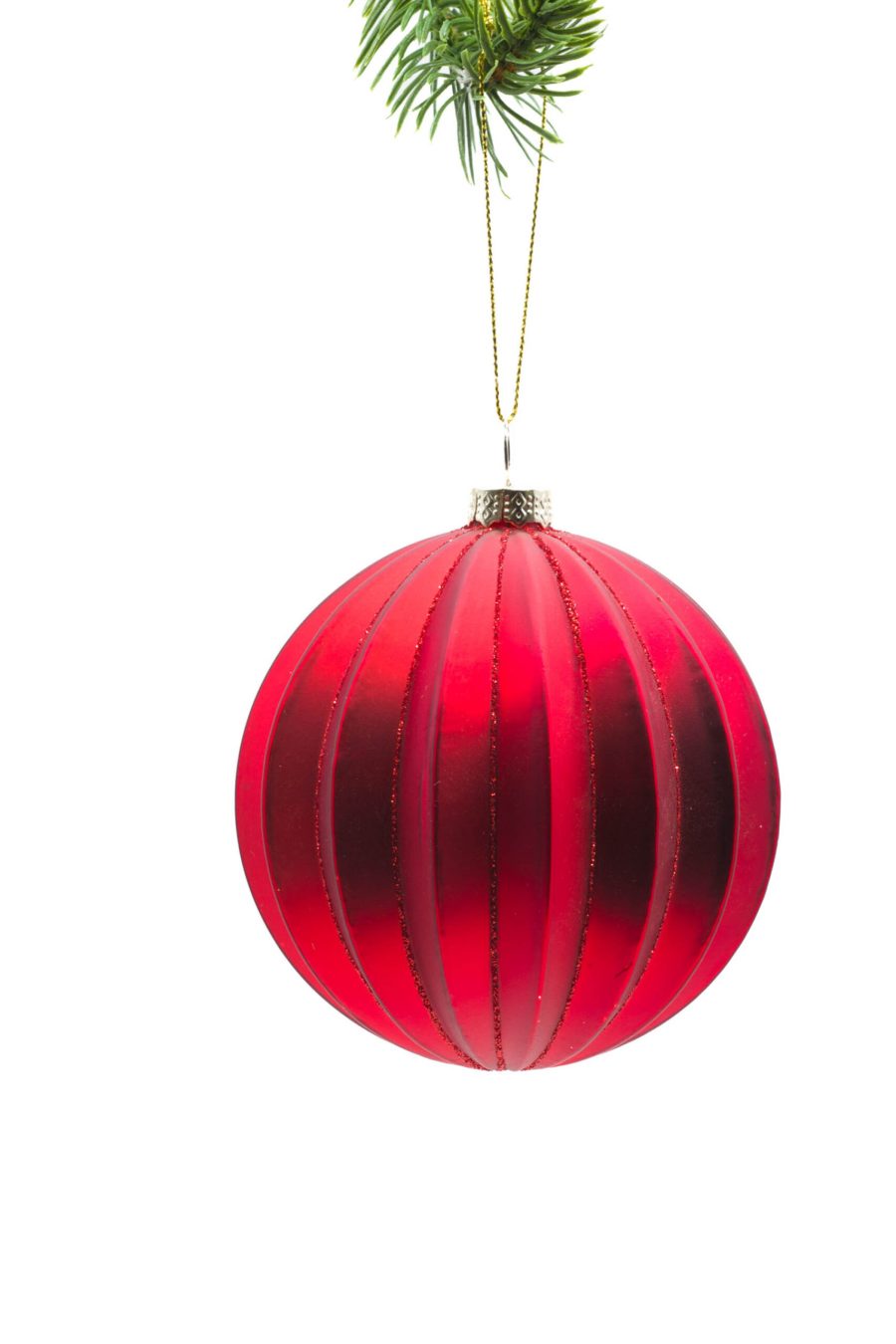 Red Glass Hanging Metallic Bauble