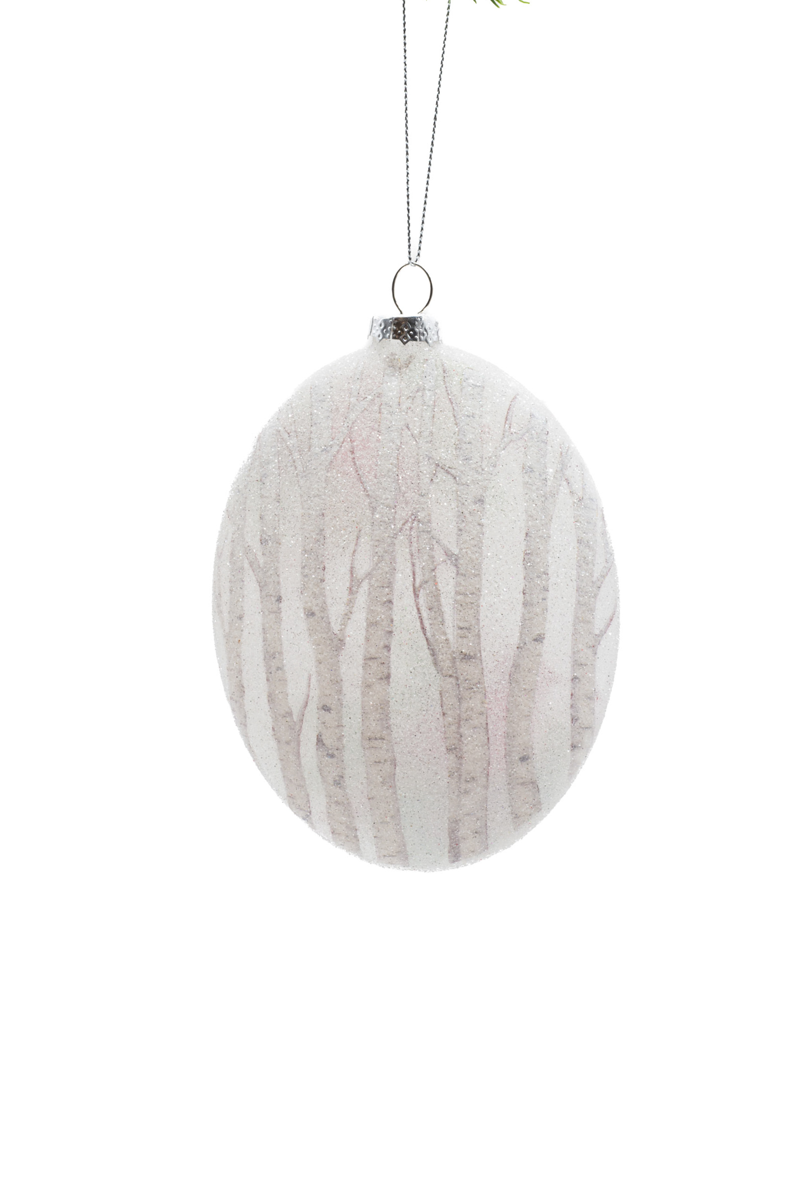 White Glass Hanging Pendant with Cardinals in Holly - Image 2