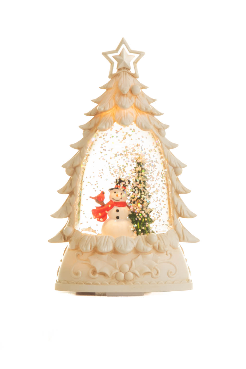 Weathered White Matte Happy Snowmen Warm White LED Mini Snow Globe - Image 4